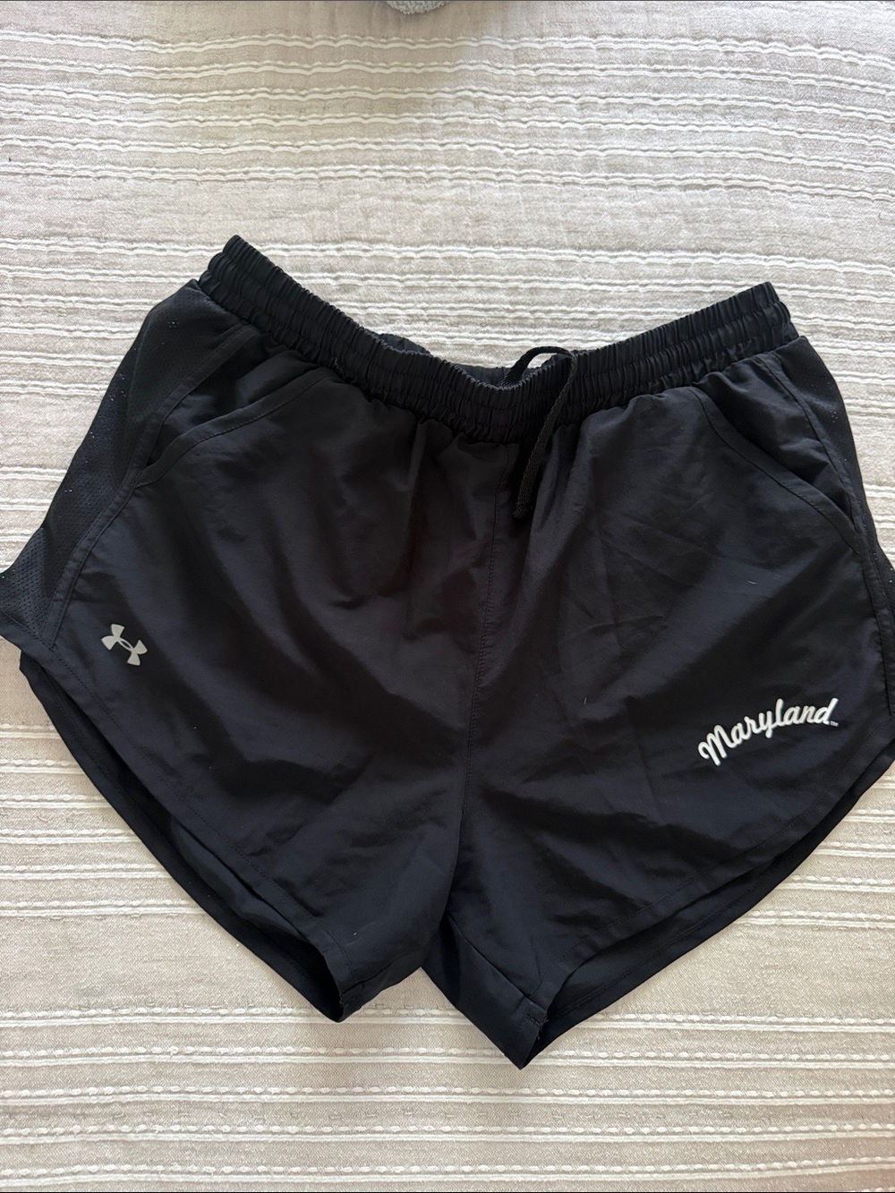 Under Armour Women's Black Running Shorts with Maryland Script